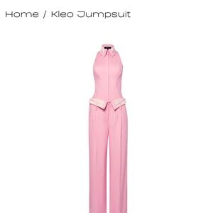 Hanifa Pink Halter Bodice Wide-Leg Jumpsuit